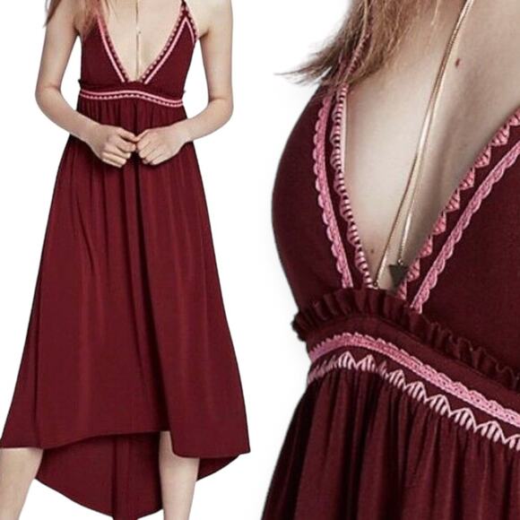 NWT Express Halter Goddess Embroidered Trim Maxi
Dress Size M S Hi Lo $150 - Picture 1 of 5